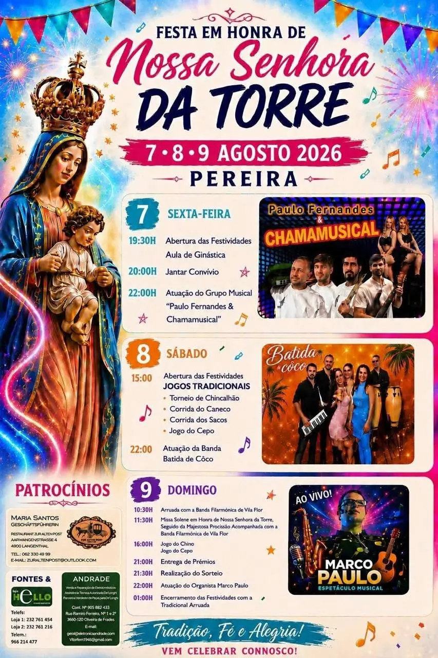 Imagem do evento Festa em honra de Nossa Senhora da Torre 2026