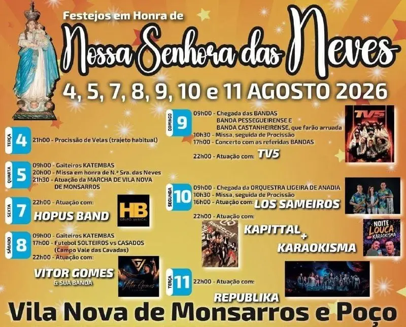 Imagem do evento Festa em honra de Nossa Senhora das Neves 2026