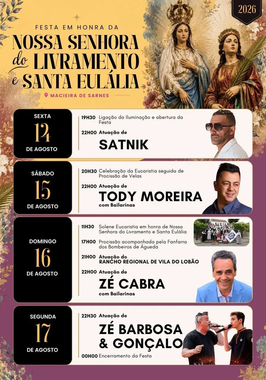 Imagem do evento Festa em honra de Nossa Senhora do Livramento e Santa Eulália 2026