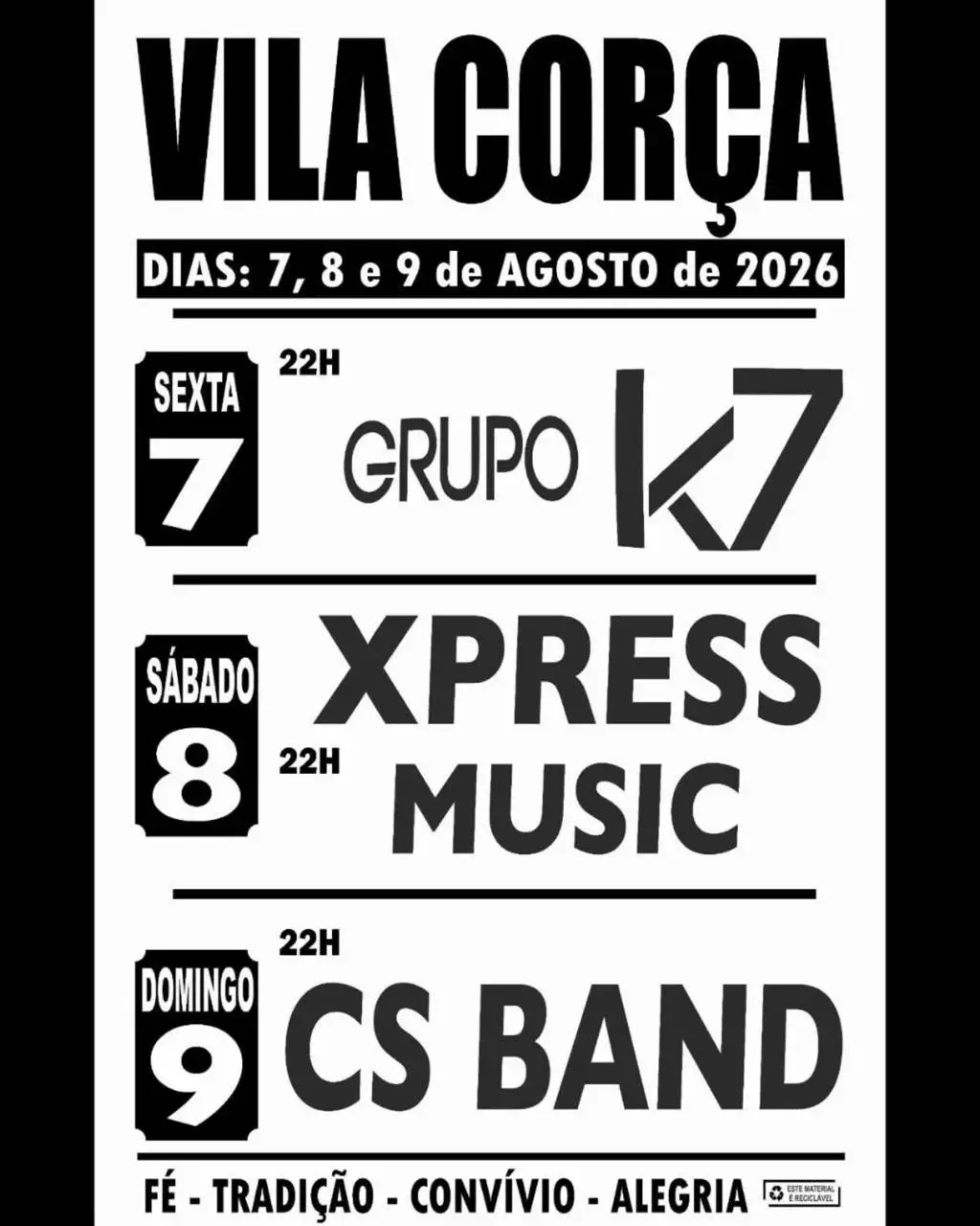 Imagem do evento Festas de Vila Corça 2026