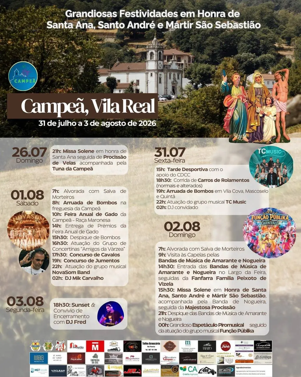 Imagem do evento Grandiosas Festividades em Honra de Santa Ana, Santo André e Mártir São Sebastião 2026