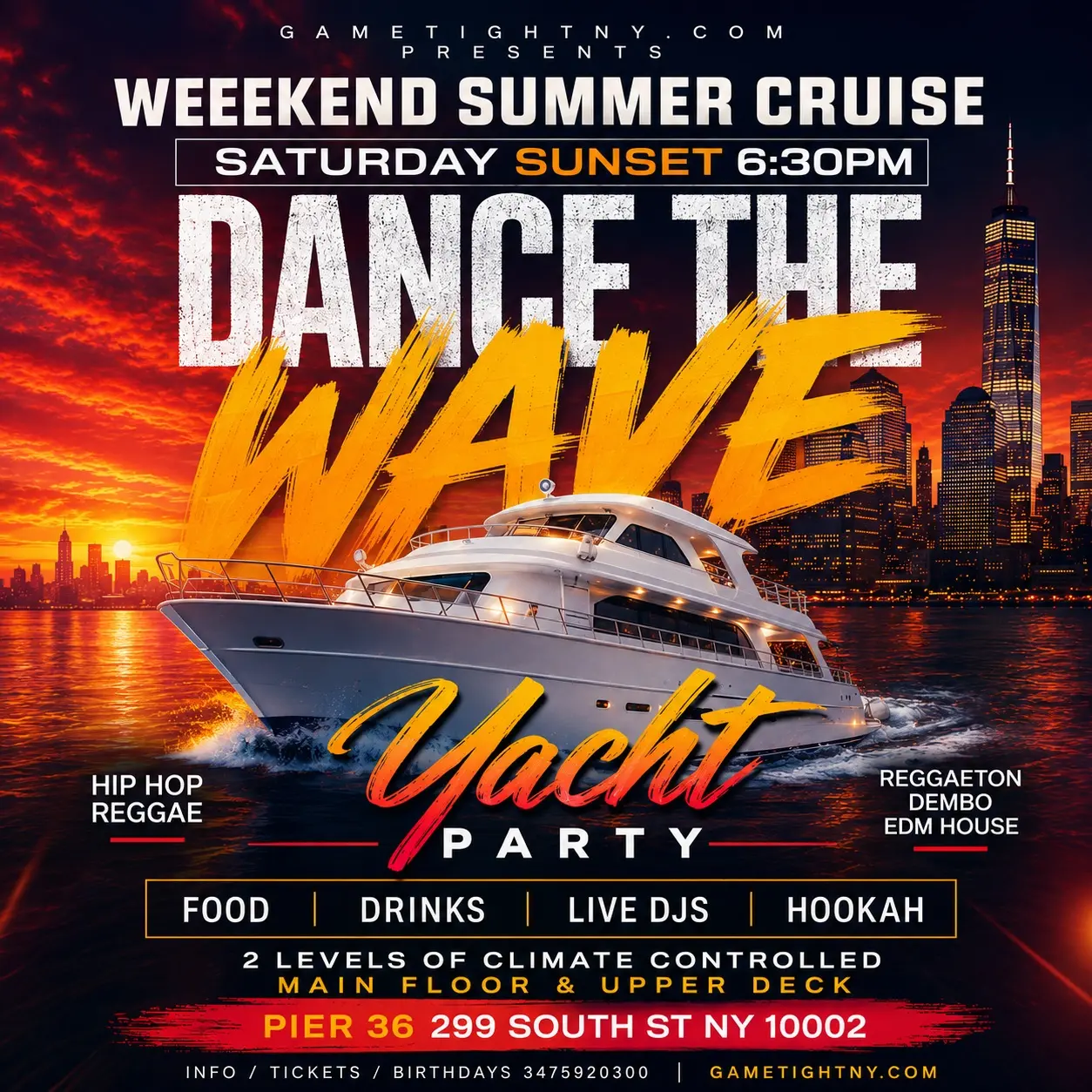 Imagem do evento NYC DANCE THE WAVE BOOZE CRUISE SATURDAY SUNSET YACHT PARTY 2026